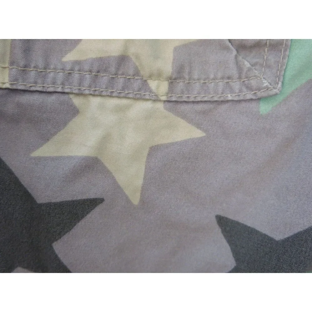 Mini Boden boys shorts 6 star print gray green black techno board pull on waist